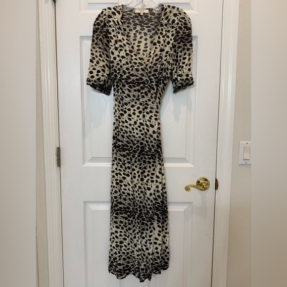 Sea New York Leo Animal Print Wrap Midi Dress Size 0 - Picture 2 of 11